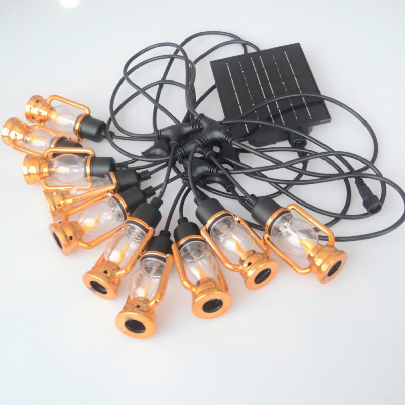 Vintage Gold Flame Solar String Lamp