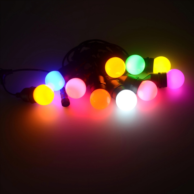 Spherical colored holiday decoration string lights