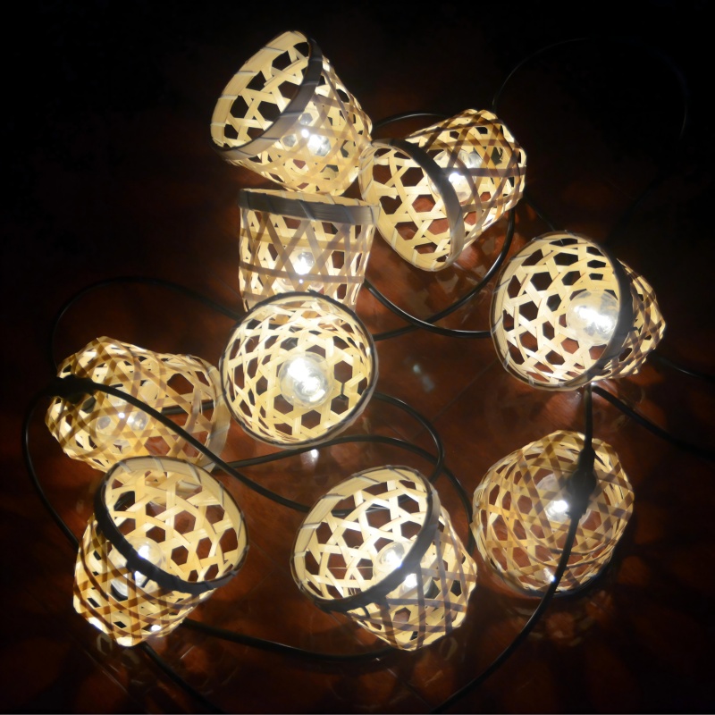 Artistic style bamboo woven string lights